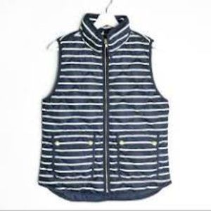J. Crew Navy Blue & White Striped Puffer Vest